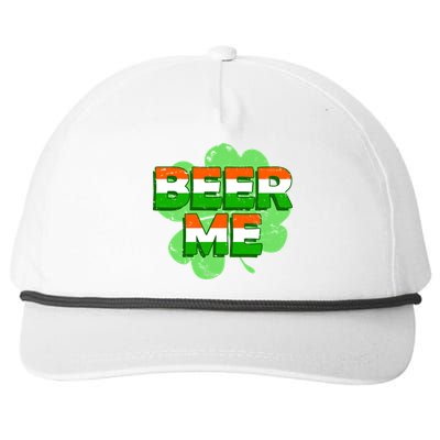 Beer Me St. Patrick's Day Irish Flag Clover Snapback Five-Panel Rope Hat