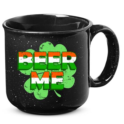 Beer Me St. Patrick's Day Irish Flag Clover 15oz Campfire Ceramic Mug