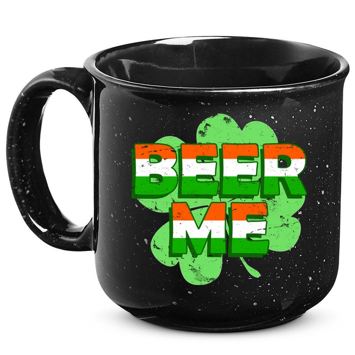 Beer Me St. Patrick's Day Irish Flag Clover 15oz Campfire Ceramic Mug
