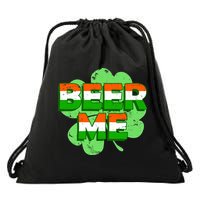 Beer Me St. Patrick's Day Irish Flag Clover Drawstring Bag