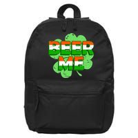Beer Me St. Patrick's Day Irish Flag Clover 16 in Basic Backpack