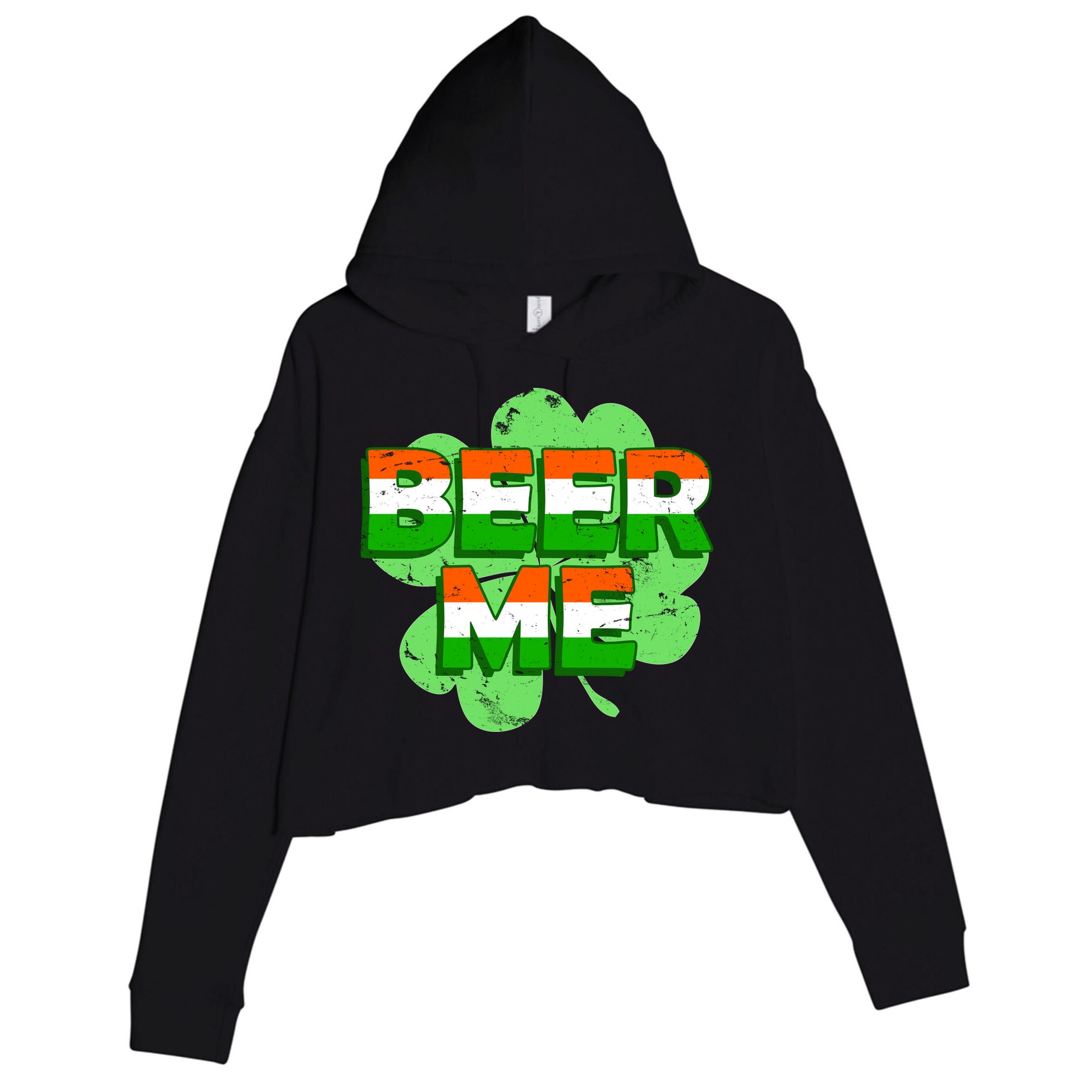 Beer Me St. Patrick's Day Irish Flag Clover Crop Fleece Hoodie