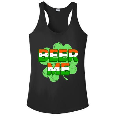 Beer Me St. Patrick's Day Irish Flag Clover Ladies PosiCharge Competitor Racerback Tank