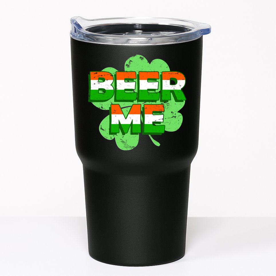 Beer Me St. Patrick's Day Irish Flag Clover Tumbler