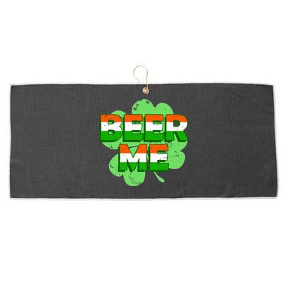 Beer Me St. Patrick's Day Irish Flag Clover Large Microfiber Waffle Golf Towel