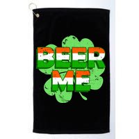 Beer Me St. Patrick's Day Irish Flag Clover Golf Towel
