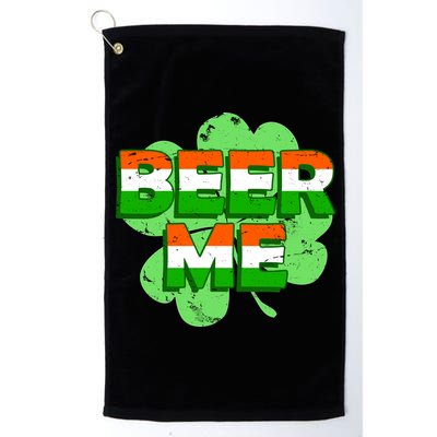 Beer Me St. Patrick's Day Irish Flag Clover Platinum Collection Golf Towel