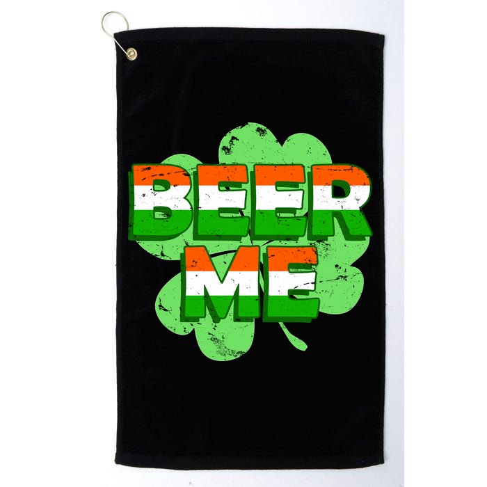 Beer Me St. Patrick's Day Irish Flag Clover Golf Towel