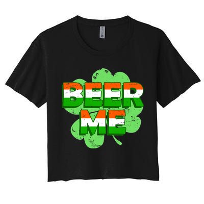 Beer Me St. Patrick's Day Irish Flag Clover Crop Top