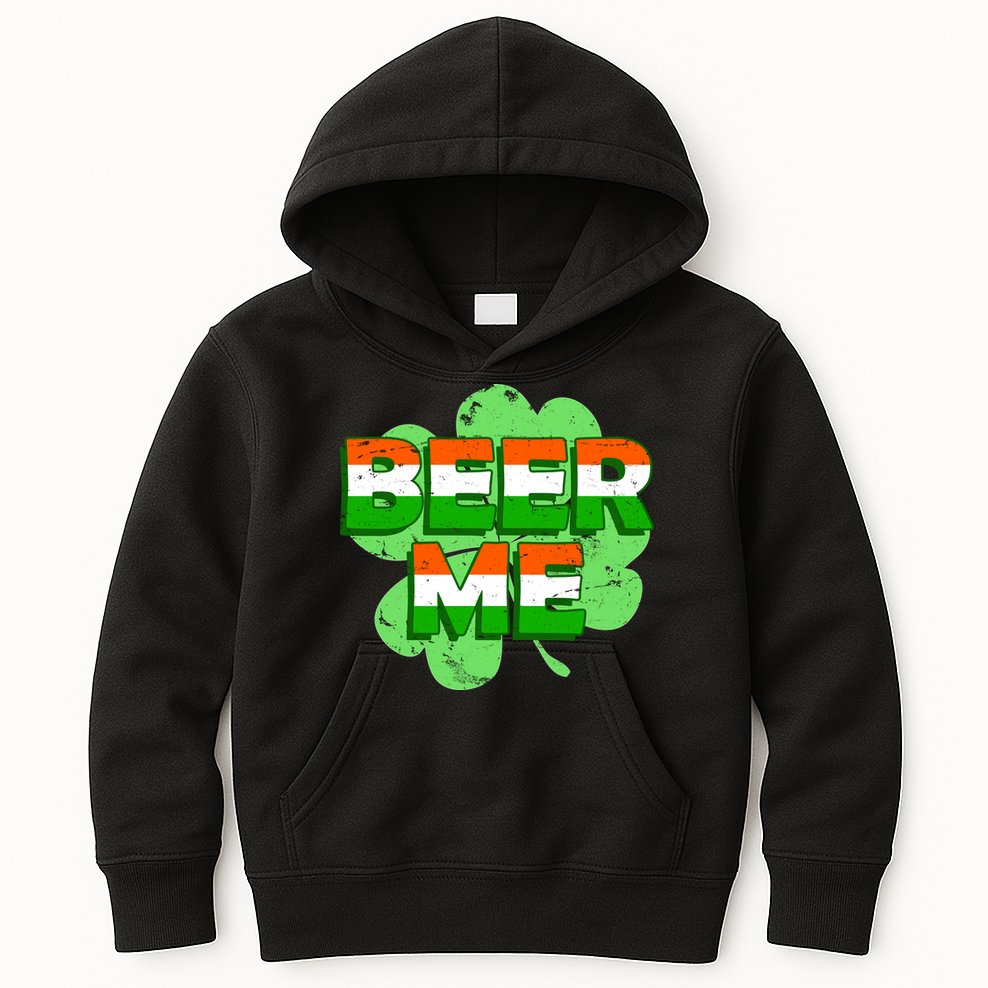 Beer Me St. Patrick's Day Irish Flag Clover Kids Hoodie