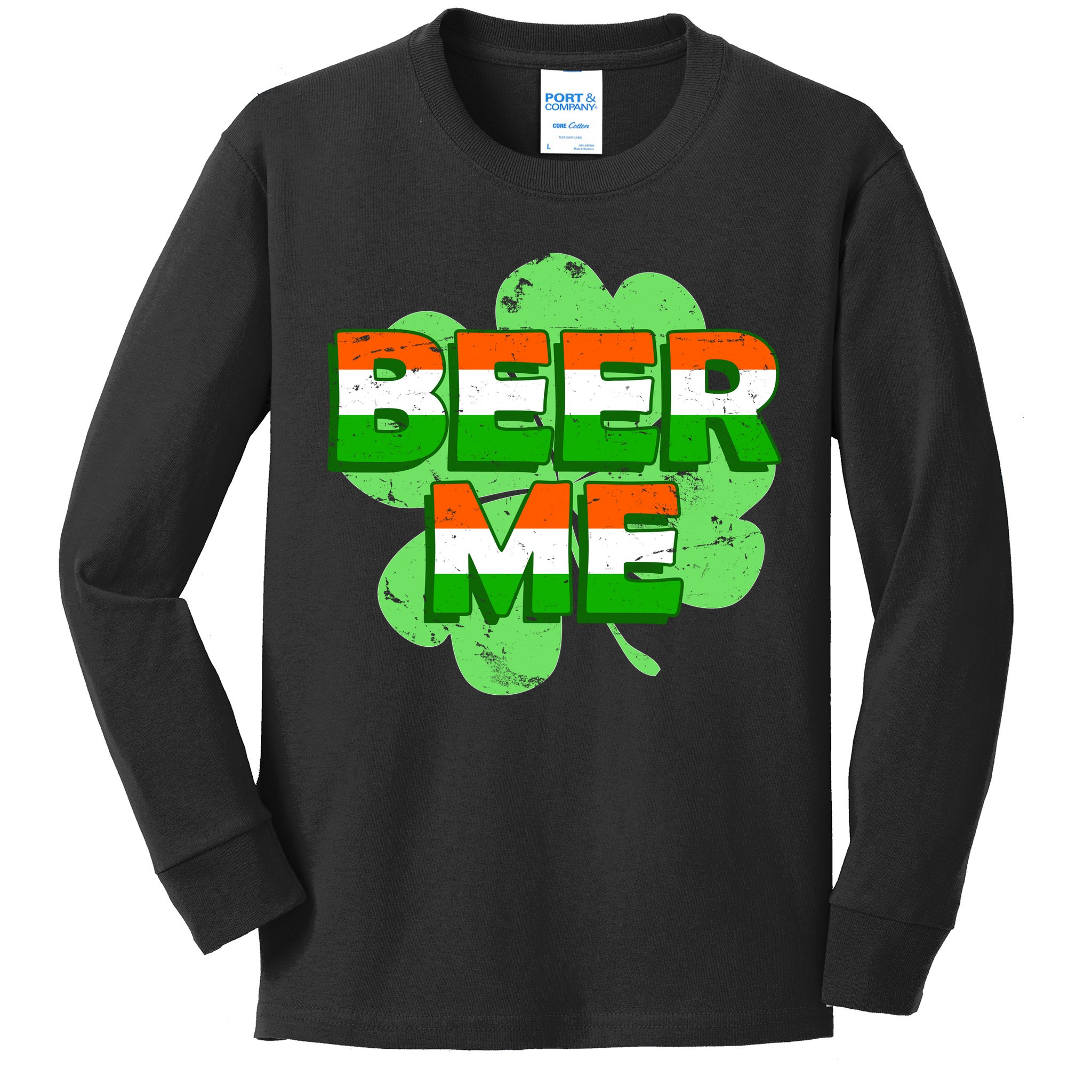 Beer Me St. Patrick's Day Irish Flag Clover Kids Long Sleeve Shirt