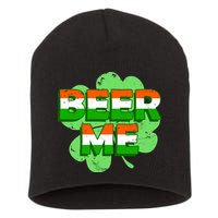 Beer Me St. Patrick's Day Irish Flag Clover Short Acrylic Beanie