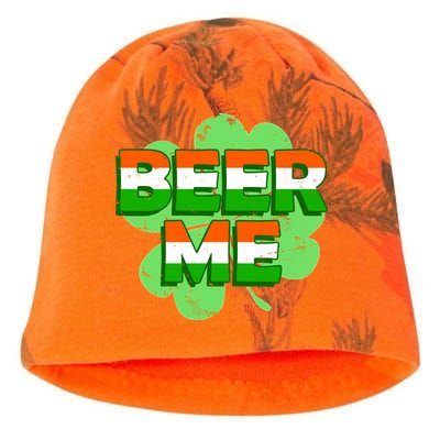 Beer Me St. Patrick's Day Irish Flag Clover Kati - Camo Knit Beanie