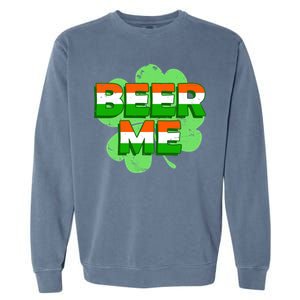 Beer Me St. Patrick's Day Irish Flag Clover Garment-Dyed Sweatshirt