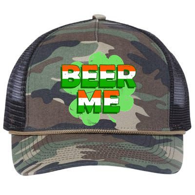 Beer Me St. Patrick's Day Irish Flag Clover Retro Rope Trucker Hat Cap