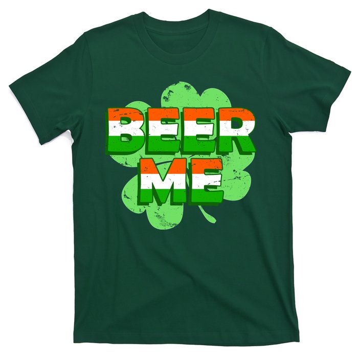 Beer Me St. Patrick's Day Irish Flag Clover T-Shirt