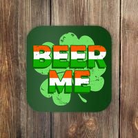 Beer Me St. Patrick's Day Irish Flag Clover Coaster