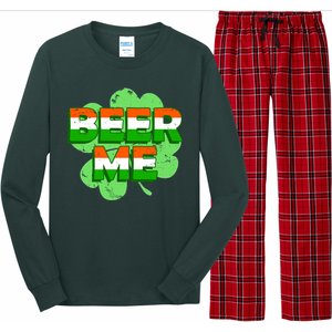 Beer Me St. Patrick's Day Irish Flag Clover Long Sleeve Pajama Set