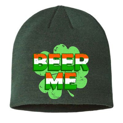 Beer Me St. Patrick's Day Irish Flag Clover Sustainable Beanie