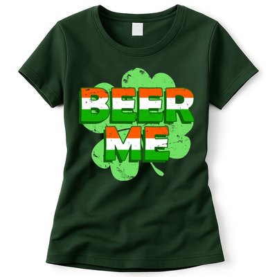Beer Me St. Patrick's Day Irish Flag Clover Womens T-Shirt