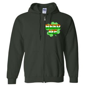 Beer Me St. Patrick's Day Irish Flag Clover Full Zip Hoodie