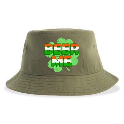 Beer Me St. Patrick's Day Irish Flag Clover Sustainable Bucket Hat