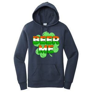 Beer Me St. Patrick's Day Irish Flag Clover Women's Pullover Hoodie