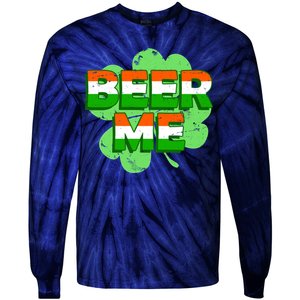 Beer Me St. Patrick's Day Irish Flag Clover Tie-Dye Long Sleeve Shirt