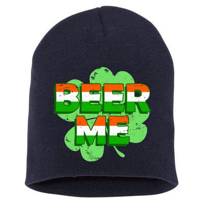 Beer Me St. Patrick's Day Irish Flag Clover Short Acrylic Beanie