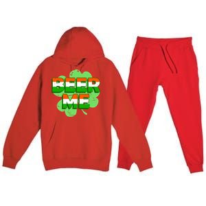 Beer Me St. Patrick's Day Irish Flag Clover Premium Hooded Sweatsuit Set