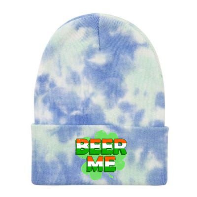 Beer Me St. Patrick's Day Irish Flag Clover Tie Dye 12in Knit Beanie