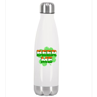 Beer Me St. Patrick's Day Irish Flag Clover Stainless Steel Insulated Water Bottle