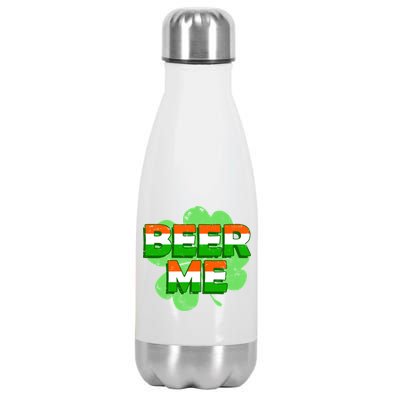 Beer Me St. Patrick's Day Irish Flag Clover Stainless Steel Insulated Water Bottle