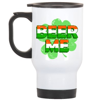 Beer Me St. Patrick's Day Irish Flag Clover Stainless Steel Travel Mug