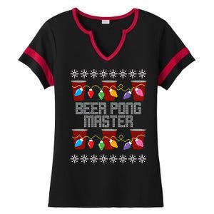 Beer Pong Master Ugly Christmas Sweater Ladies Halftime Notch Neck Tee