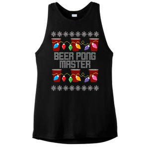 Beer Pong Master Ugly Christmas Sweater Ladies PosiCharge Tri-Blend Wicking Tank