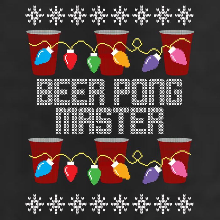 Beer Pong Master Ugly Christmas Sweater Garment-Dyed Heavyweight T-Shirt