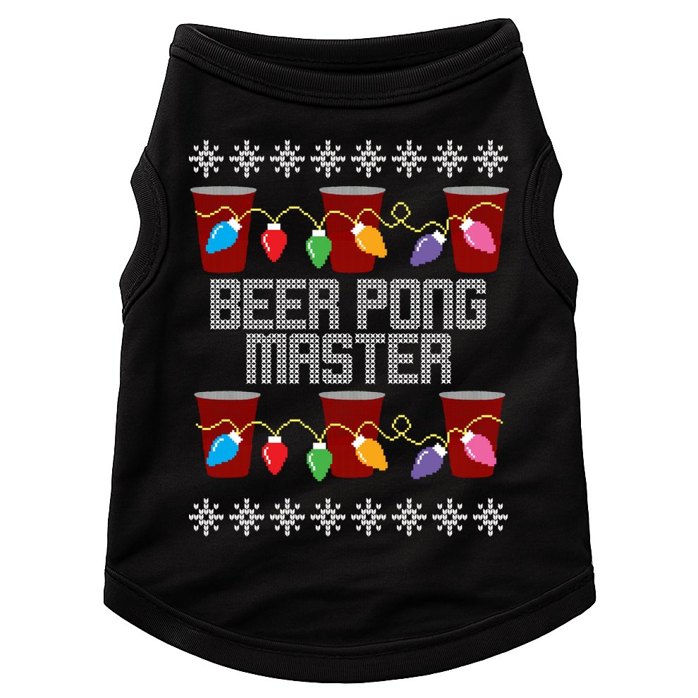 Beer Pong Master Ugly Christmas Sweater Doggie Tank