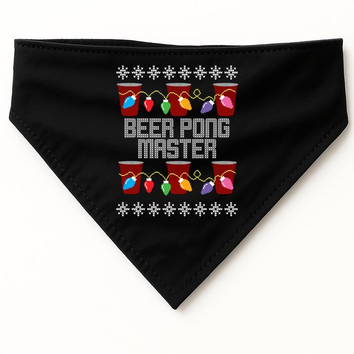 Beer Pong Master Ugly Christmas Sweater USA-Made Doggie Bandana
