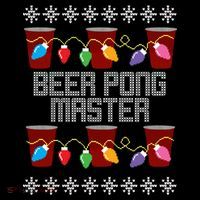 Beer Pong Master Ugly Christmas Sweater Flexfit Unipanel Trucker Cap