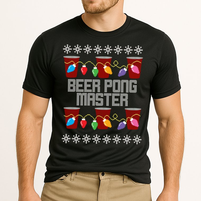 Beer Pong Master Ugly Christmas Sweater Performance Shirt