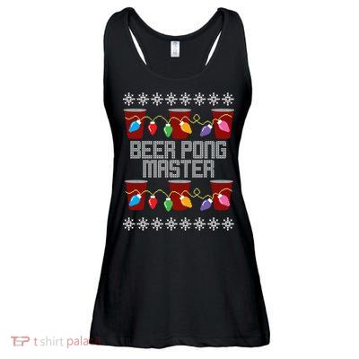 Beer Pong Master Ugly Christmas Sweater Ladies Essential Flowy Tank