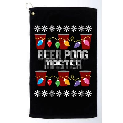 Beer Pong Master Ugly Christmas Sweater Golf Towel