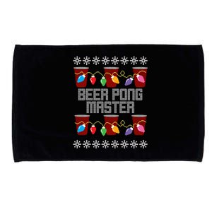 Beer Pong Master Ugly Christmas Sweater Microfiber Hand Towel