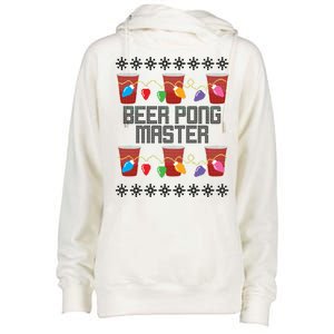 Beer Pong Master Ugly Christmas Sweater Womens Funnel Neck Pullover Hood