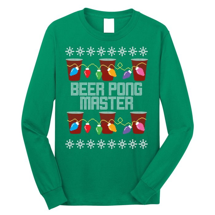 Beer Pong Master Ugly Christmas Sweater Long Sleeve Shirt