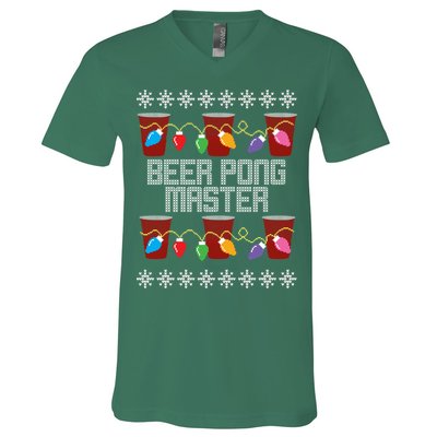 Beer Pong Master Ugly Christmas Sweater V-Neck T-Shirt