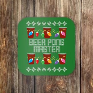 Beer Pong Master Ugly Christmas Sweater Coaster