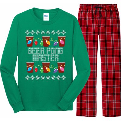 Beer Pong Master Ugly Christmas Sweater Long Sleeve Pajama Set