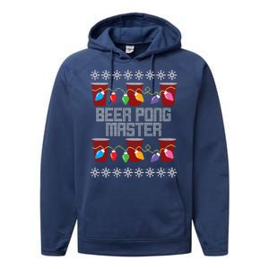 Beer Pong Master Ugly Christmas Sweater Performance Fleece Hoodie